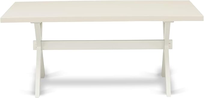 East West Furniture X027MZ001-5 5 Piece Kitchen Table & Chairs Set Includes a Rectangle Dining Room Table with X-Legs and 4 Cream Linen Fabric Parsons Dining Chairs, 40x72 Inch, Multi-Color