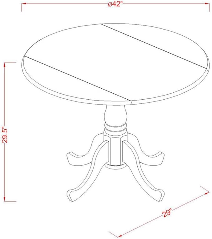 East West Furniture DLAN3-OAK-W 3 Piece Dinette Set for Small Spaces Contains a Round Dining Table with Dropleaf and 2 Dining Room Chairs, 42x42 Inch, Oak