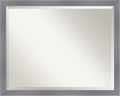Amanti Art Grey Wall Mirror 25x31 Edwin Grey Rectangle Bathroom Mirror for Wall Decor Living Room, Large Casual Wood Frame, Hangs Horizonally and Vertically, Bathroom Decor, Beveled Edge from WI, USA