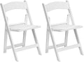 TentandTable White Resin Folding Chairs - Set of 2 Lightweight Stackable Chairs with Padded Seats - Durable 1000LB Capacity - Comfortable Indoor/Outdoor Event Chairs for Weddings, Parties, and More