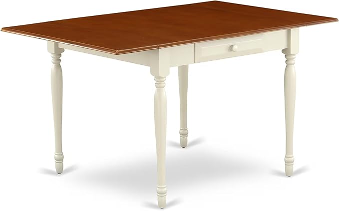 East West Furniture MZDO5-WHI-W 5 Piece Dining Room Furniture Set Includes a Rectangle Kitchen Table with Dropleaf and 4 Dining Chairs, 36x54 Inch, Buttermilk & Cherry