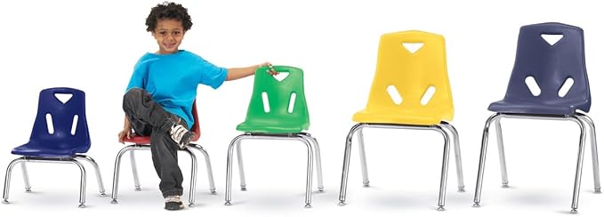Jonti-Craft Berries 8142JC1008 Stacking Chair with Chrome-Plated Legs, 12" Height, Red