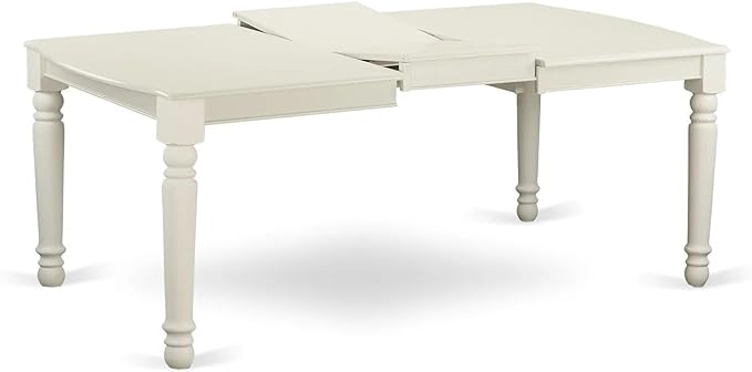 East West Furniture LGDA9-LWH-12 9 Piece Dining Table Set Contains a Rectangle Kitchen Table with Butterfly Leaf and 8 Polyester Fabric Chairs, linen white