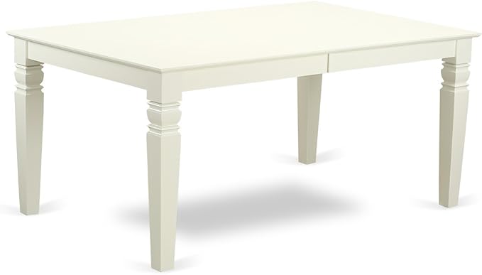 East West Furniture LGEN5-LWH-06 5 Piece Dining Set Includes a Rectangle Dining Room Table with Butterfly Leaf and 4 Dark Shitake Linen Fabric Upholstered Chairs, 42x84 Inch, Linen White