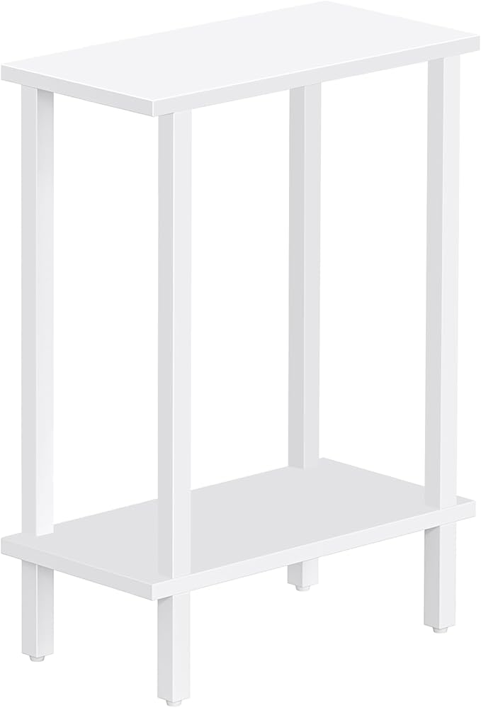 TUTOTAK Small Side Table, Narrow End Table, Set of 2, Skinny Sofa Table, Slim Nightstand, Couch Table, Living Room, Bed Room, White TB01BW0622