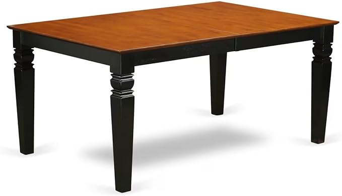 East West Furniture LGAN9-BCH-C 9 Piece Dining Set Includes a Rectangle Dining Room Table with Butterfly Leaf and 8 Linen Fabric Upholstered Chairs, 42x84 Inch, Black & Cherry