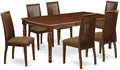 East West Furniture DOIP7-MAH-C 7 Piece Kitchen Table Set Consist of a Rectangle Dining Table with Butterfly Leaf and 6 Linen Fabric Upholstered Dining Chairs, 42x78 Inch, Mahogany