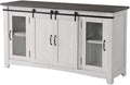 Martin Svensson Home Rustic 65” Solid Wood TV Stand with Storage, White Stain with Grey Stain Top