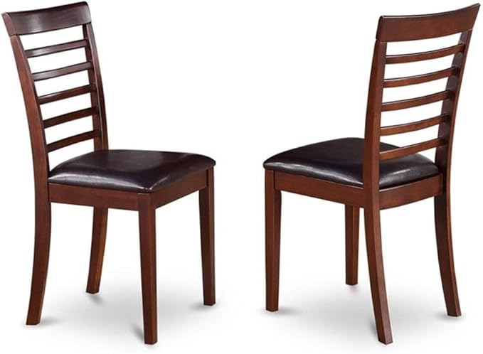 East West Furniture NOML5C-MAH-LC 5 Piece Dining Table Set Includes a Rectangle Dining Room Table with Butterfly Leaf and 2 Faux Leather Upholstered Chairs with 2 Benches, 32x54 Inch, Mahogany