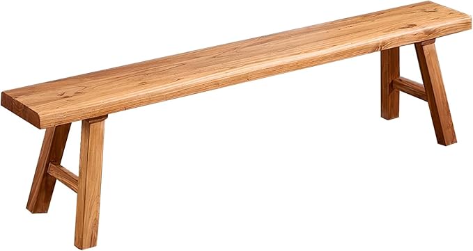 39.3in Wood Bench Indoor – Rustic Farmhouse Entryway Bench, Skinny Bench Design, Made of Extra-Thick Solid Wood, Perfect for Dining Room, Hallway, or End of Bed