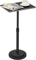 Small Side Table, Height Adjustable Nightstand, Square Indoor Metal Plant Stand, for Living Room, Bedroom, Office, Bathroom, 1 Pack, Dark Brown, GBZ001RZ-1