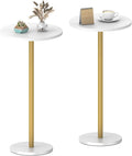 White Small Round Side Table Set of 2 Pedestal Drink End Table for Small Space Round Cocktail Coffee Table for Living Room Nightstand Bedside Table for Sofa, Bedroom and Balconty