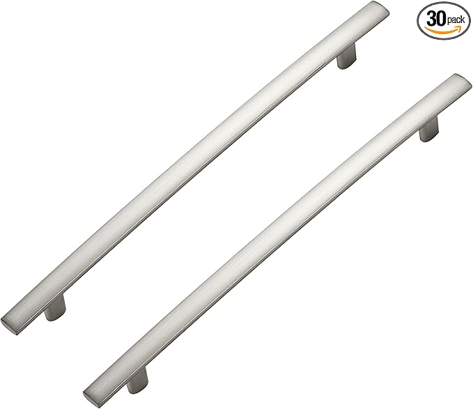 30 Pack Cabinet Handles 7.5" Hole Center - Curved Cabinet Pulls Brushed Nickel Drawer Pulls for Kitchen Cupboard Solid Hardware for Dresser Drawer Arch Hardware