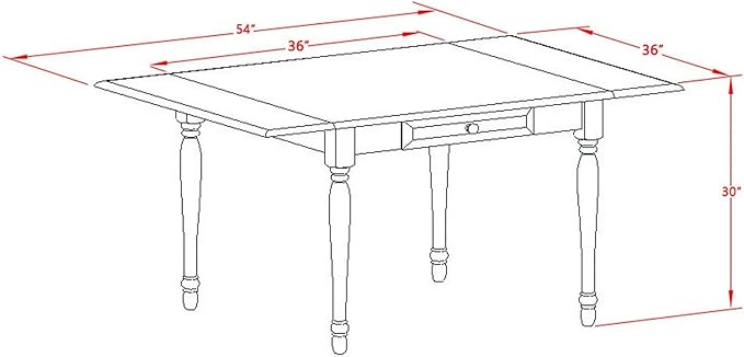 East West Furniture MZLA5-LWH-06 5 Piece Dining Table Set for 4 Includes a Rectangle Kitchen Table with Dropleaf and 4 Shitake Linen Fabric Parson Dining Chairs, 36x54 Inch, Linen White