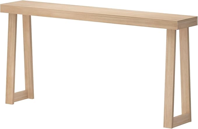 Plank+Beam Solid Wood Console Table, 66 Inch, Sofa Table, Narrow Entryway Table for Hallway, Behind The Couch, Living Room, Foyer, Easy Assembly, Blonde