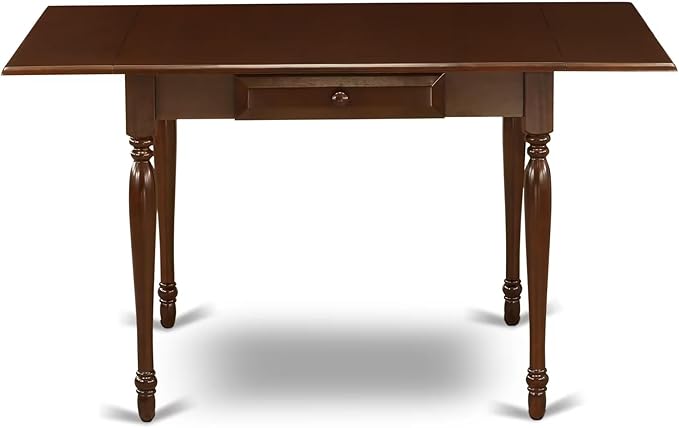 East West Furniture MZCL5-MAH-W 5 Piece Dining Room Table Set Includes a Rectangle Dining Table with Dropleaf and 4 Wood Seat Chairs, 36x54 Inch, Mahogany