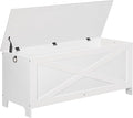 47.2" Toy Chest, Sturdy Entryway Storage Chest with Safety Hinge, Retro Toy Box, Wooden Look Accent Furniture for Living Room, Bedroom, White SCBW48801