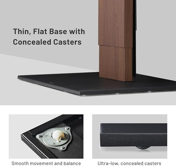 WALL V5 Low Type | Minimalist Rolling TV Stand for 32–80 Inch | Satin Black | Portable, Space Saving, Height Adjustable, No Drill | for Living Room and Bedroom | Japan-Engineered Design