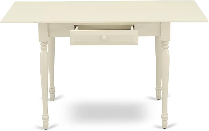 East West Furniture MZDA3-LWH-W 3 Piece Dining Room Furniture Set Contains a Rectangle Kitchen Table with Dropleaf and 2 Dining Chairs, 36x54 Inch, Linen White