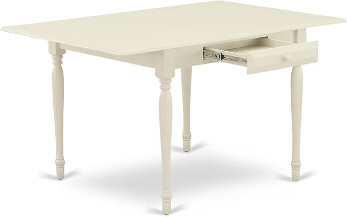 East West Furniture MZGR3-LWH-W 3 Piece Kitchen Table & Chairs Set Contains a Rectangle Dining Table with Dropleaf and 2 Dining Room Chairs, 36x54 Inch, Linen White