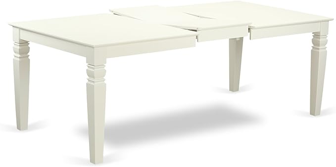 East West Furniture LGCE5-LWH-15 5 Piece Kitchen Table Set for 4 Includes a Rectangle Butterfly Leaf Dining Table and 4 Baby Blue Linen Fabric Upholstered Chairs, 42x84 Inch, Linen White