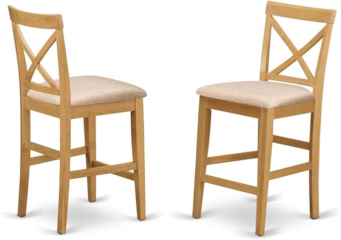 East West Furniture YAPB5-OAK-C 5 Piece Kitchen Counter Height Dining Table Set Includes a Rectangle Dining Room Table and 4 Linen Fabric Upholstered Chairs, 30x48 Inch, Oak