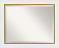 Amanti Art White Bathroom Mirror for Over Sink, 27x33 Eva White Gold Rectangle Vanity Mirror, Large Modern Contemporary Frame, Hangs Horizonally and Vertically, Bathroom Wall Decor, Beveled Edge