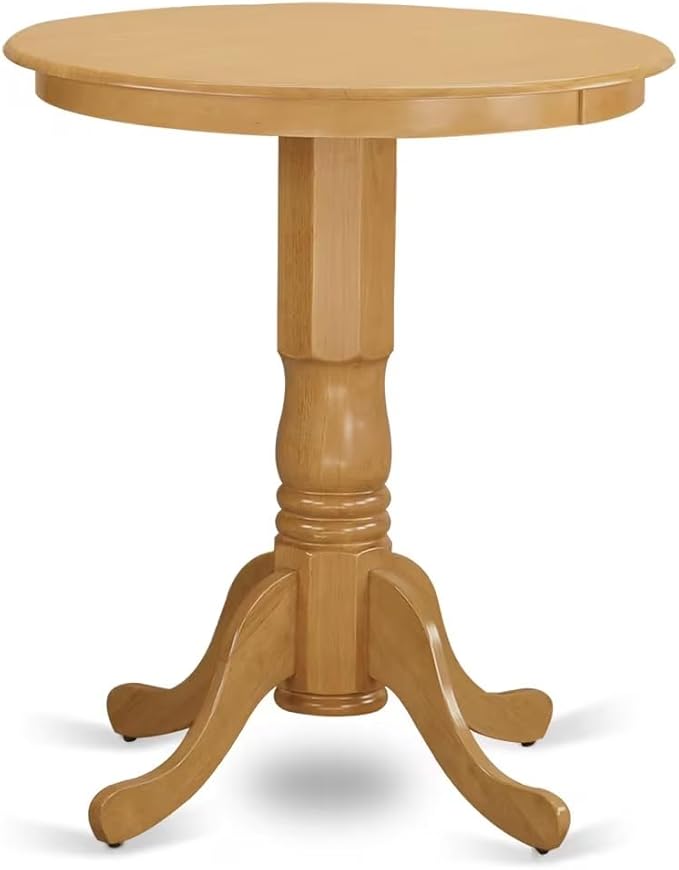 East West Furniture ESCE3-OAK-07 3 Piece Dinette Set for Small Spaces Contains a Round Dining Table with Pedestal and 2 Limelight Linen Fabric Upholstered Chairs, 30x30 Inch, Oak