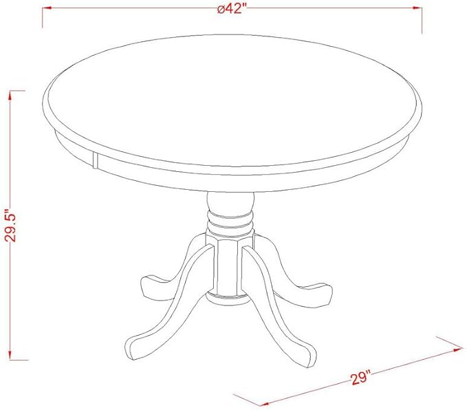 East West Furniture HBDA3-LWH-W 3 Piece Modern Dining Table Set Contains a Round Wooden Table with Pedestal and 2 Dining Chairs, 42x42 Inch, Linen White