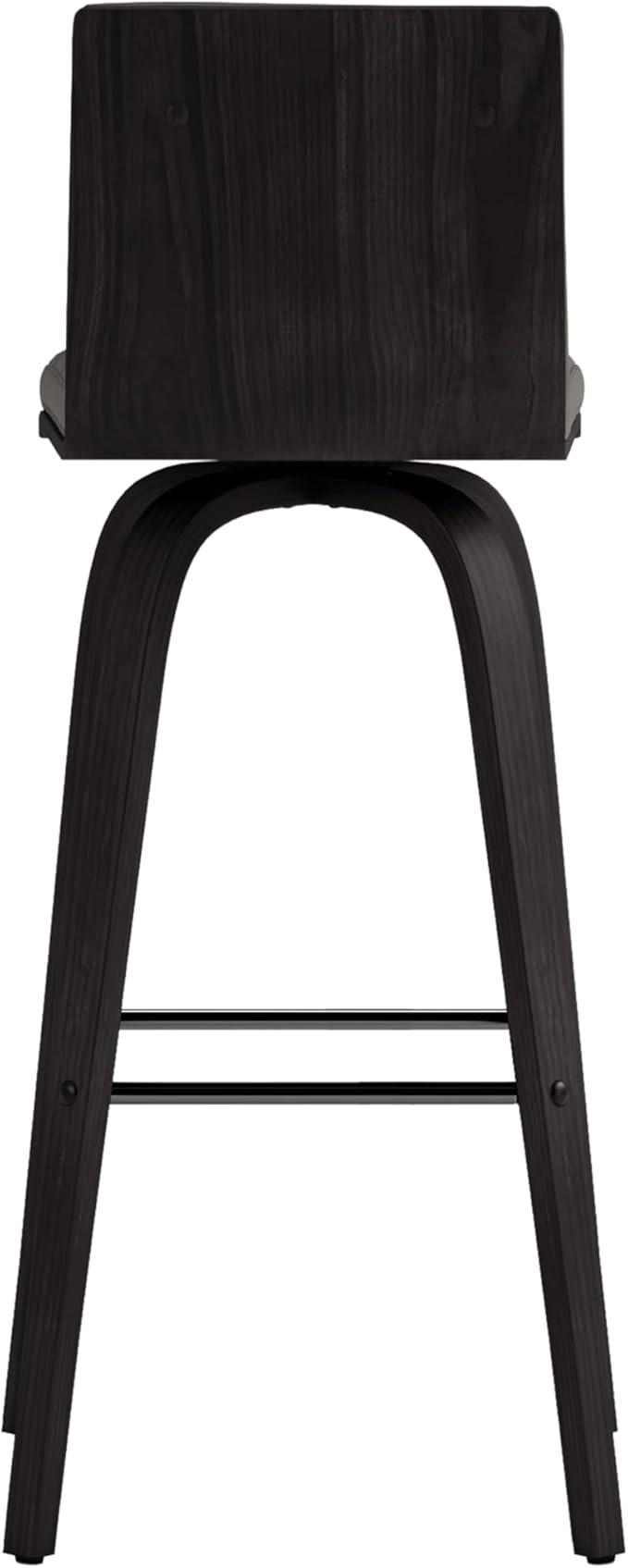 Armen Living Vienna 30" Swivel Bar Stool in Black Wood Finish with Gray Faux Leather - Set of 2