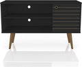 Manhattan Comfort Liberty Mid Century Modern TV Stand for Televisions up to 46 Inches, Bedroom and Living Room Entertainment Center with Storage, Shelves, and Cabinet, 43" Wide, Black
