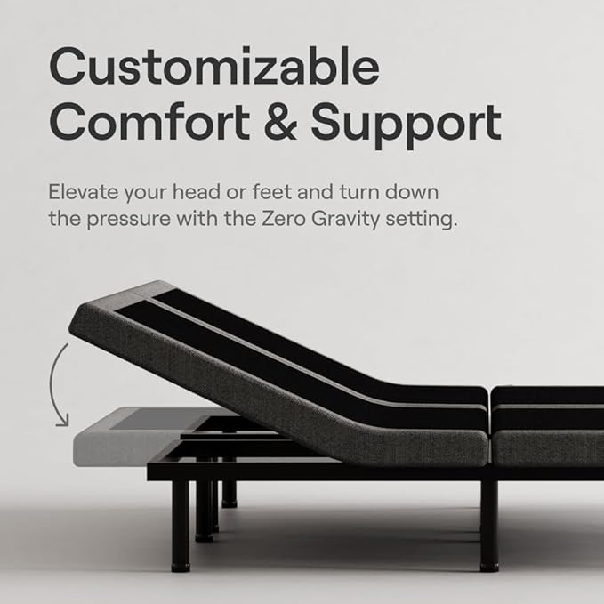Nectar Split King Adjustable Base & 12” Mattress (New Version) - Head & Foot Incline - Medium Firm Memory Foam - Cooling Top Layer - 3 Massage Settings - 365-Night Mattress Trial & Forever Warranty