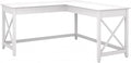 Bush Furniture Key West 60W Modern Farmhouse L Shaped Desk in Pure White Oak | 60-Inch Corner Table Workstation for Home Office