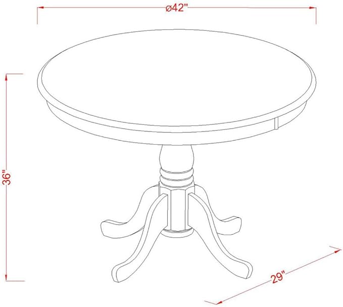 East West Furniture TRCH5-BLK-C 5 Piece Kitchen Counter Height Dining Table Set Includes a Round Pub Table and 4 Linen Fabric Upholstered Chairs, 42x42 Inch, Black & Cherry
