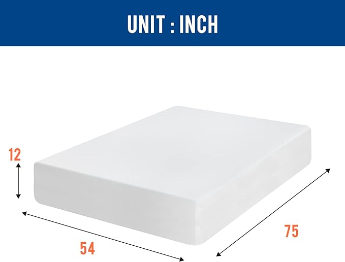 FDW | 12 Inch Full Mattress | Medium Firm | Gel Memory Foam Mattress | White | Bed in a Box, CertiPUR-US Certified | Pressure Relief, Cooling Ventilated Foam | Washable Removable Cover