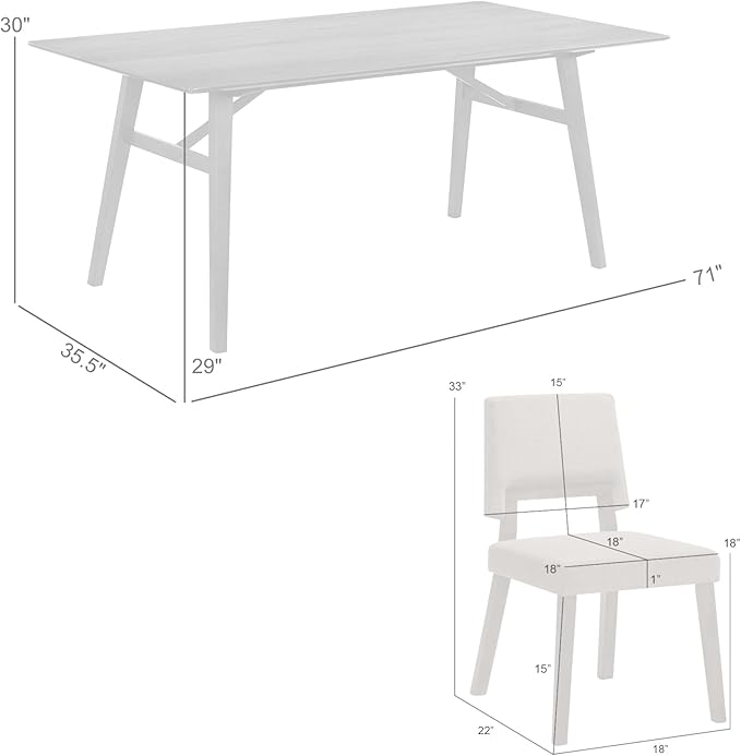Armen Living Channell Mid Century Modern 5 Piece Walnut Wood Dining Table Set with Charcoal Fabric
