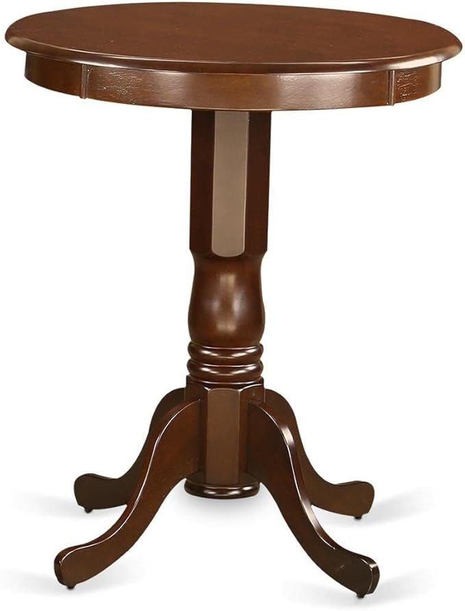 East West Furniture EDVN3-MAH-LC 3 Piece Counter Height Dining Set Contains a Round Dining Room Table with Pedestal and 2 Faux Leather Upholstered Chairs, 30x30 Inch, Mahogany