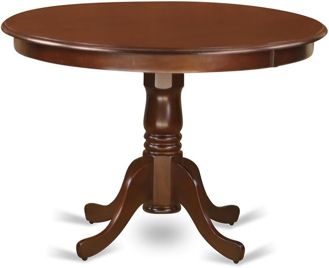 East West Furniture HLIP5-MAH-C 5 Piece Dinette Set for 4 Includes a Round Dining Room Table with Pedestal and 4 Linen Fabric Kitchen Dining Chairs, 42x42 Inch, Mahogany