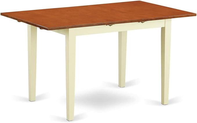 East West Furniture NODA5-LWH-W 5 Piece Modern Dining Table Set Includes a Rectangle Wooden Table with Butterfly Leaf and 4 Dining Chairs, 32x54 Inch, Linen White