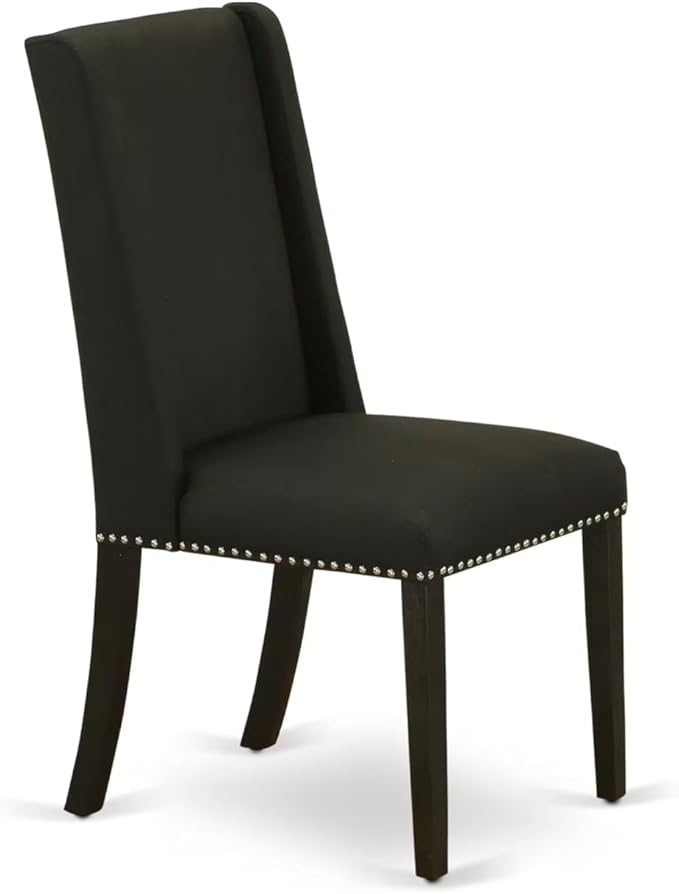 East West Furniture V627FL624-5 5 Piece Kitchen Table & Chairs Set Includes a Rectangle Dining Room Table with V-Legs and 4 Black Linen Fabric Upholstered Chairs, 40x72 Inch, Multi-Color