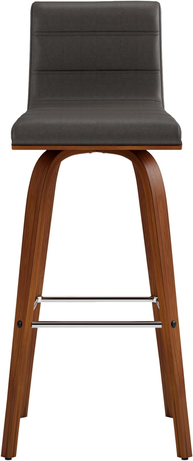 Vienna 30" Swivel Bar Stool in Walnut Wood Finish with Gray Faux Leather - Set of 2