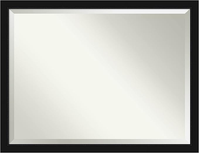 Amanti Art Black Bathroom Mirror for Over Sink, 33x43 Avon Black Rectangle Vanity Mirror, X-Large Casual Frame, Hangs Horizonally and Vertically, Bathroom Wall Decor, Beveled Edge