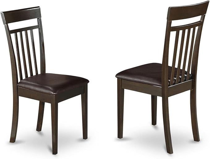East West Furniture ANCA3-CAP-LC 3 Piece Dining Room Table Set Contains a Round Wooden Table with Pedestal and 2 Faux Leather Kitchen Dining Chairs, 36x36 Inch, Cappuccino