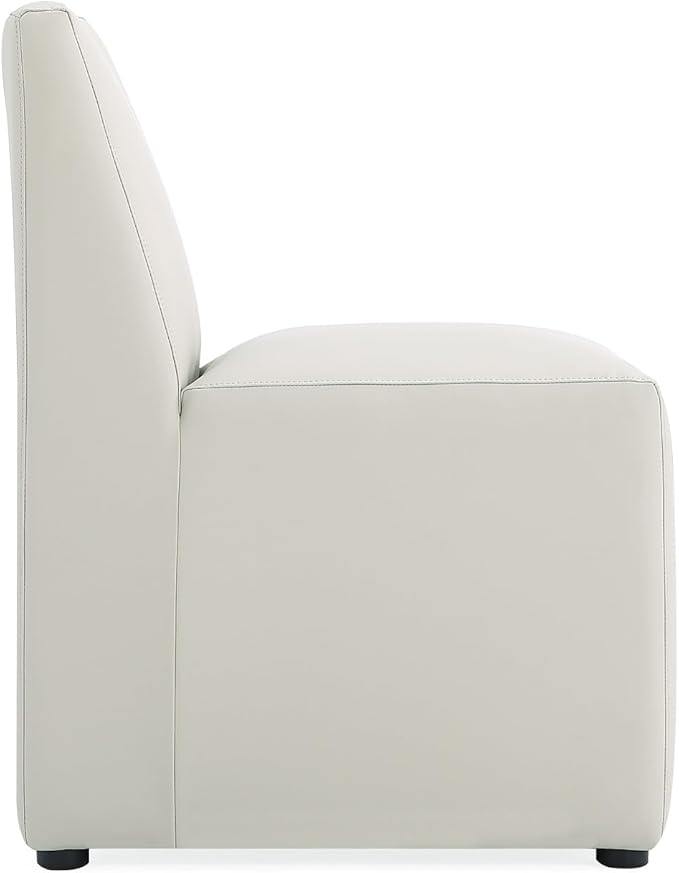 Manhattan Comfort Anna Square Modern Dining Chair with Head to Toe Faux Leather Upholstery and Plastic Foot Padding, Luxury Accent Furniture, Set of 1, Stone Grey