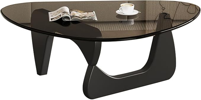 Modern Glass Coffee Table for Living Room, Mid Century Small Coffee Tables, Suitable for Bedroom Living Room Reception Office Tables（Black/Grey，Small）