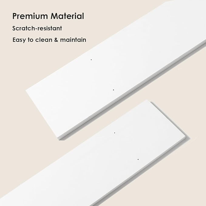 DINZI LVJ Long Wall Shelves, 55.1" Large Floating Shelves Set of 2, Wide Display Shelf Wall Mounted with Brackets, Easy Hanging for Living Room, Toilet, Office, Bedroom, White