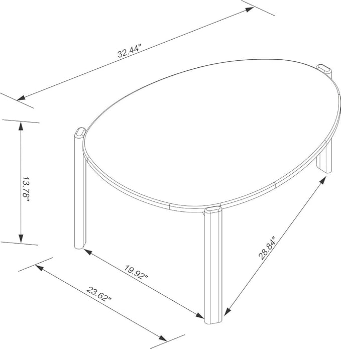 Manhattan Comfort Gales Mid Century Modern Coffee Table with Oval Triangle Shaped Top, Accent Furniture for Living Room Made from Solid Eucalyptus Wood, Off White