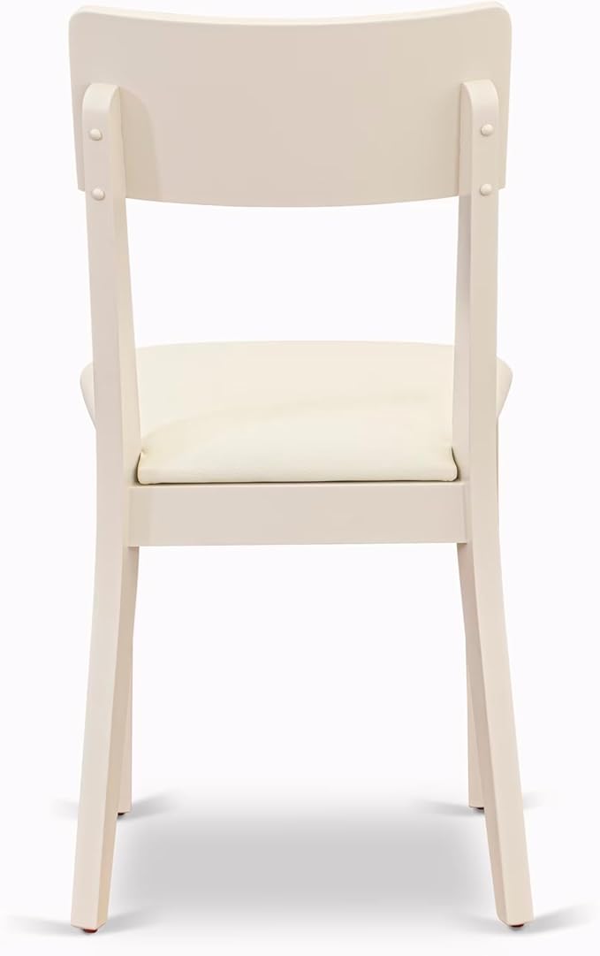 East West Furniture CAAD6-LWH-LC 6 Piece Dining Table Set Contains a Rectangle Dining Room Table and 4 Faux Leather Upholstered Chairs with a Bench, 36x60 Inch, Linen White