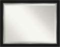 Amanti Art Black Bathroom Mirror for Over Sink, 36x46 Eva Black Silver Rectangle Vanity Mirror, X-Large Modern Contemporary Frame, Hangs Horizonally and Vertically, Bathroom Wall Decor, Beveled Edge