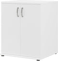 Bush Business Furniture Universal Floor Cabinet with Doors, Vertical Office Storage Unit with Adjustable Shelving for Workspace, White